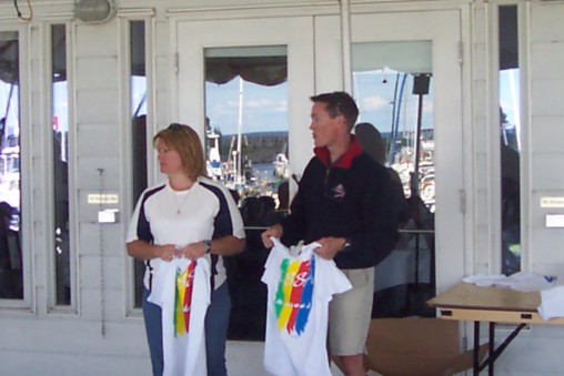 Photo: Heather and Greg Accepting their LSSA T-shirts
Photographer: Derek Pugh