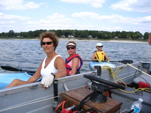Photo: Terry, Ynskje and Janet Watch a Race Finish from Beside the Committee Boat
Photographer: Martin Walker