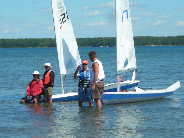 Photo: Derek Chats with the Laser Sailors