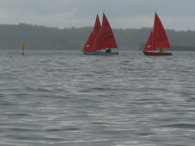 Photo: Approaching the First Mark, Heather has a Small Lead over Shelley, with Steve Just Behind